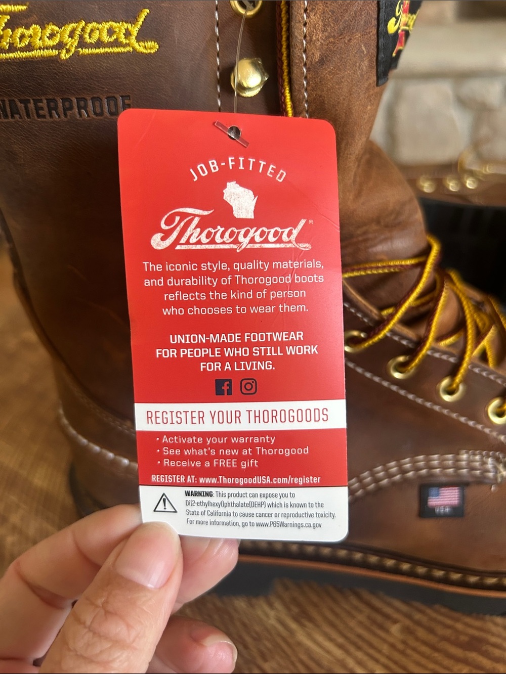 Thorogood Brown Moc Toe Work Boots - 1957 Series Men's Waterproof Lace-Up Size 8 - Picture 10 of 10